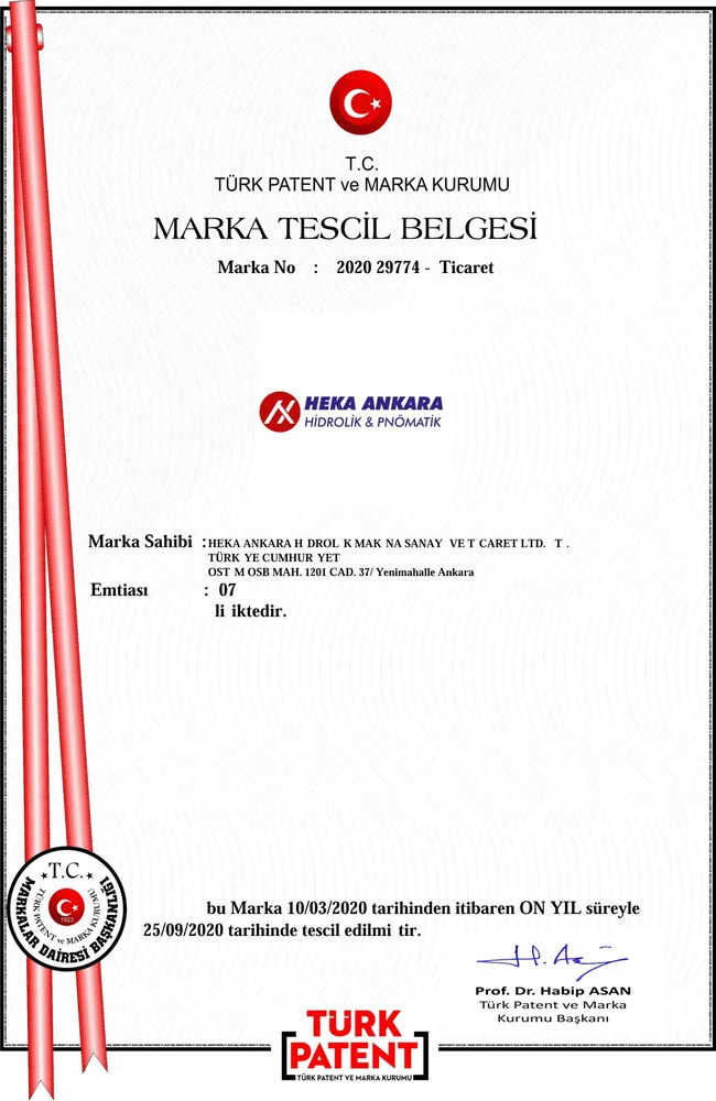 HEKA Marka Tescil belgesi